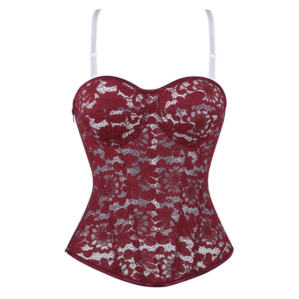 Wine Red Sexy Overbust Corset  - Boning Corset Steel incelemesi ve fiyatı