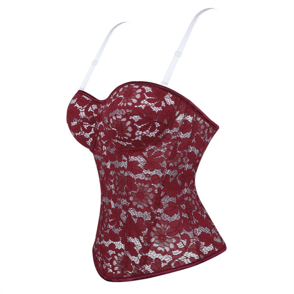 Wine Red Sexy Overbust Corset  - Boning Corset Steel incelemesi ve fiyatı